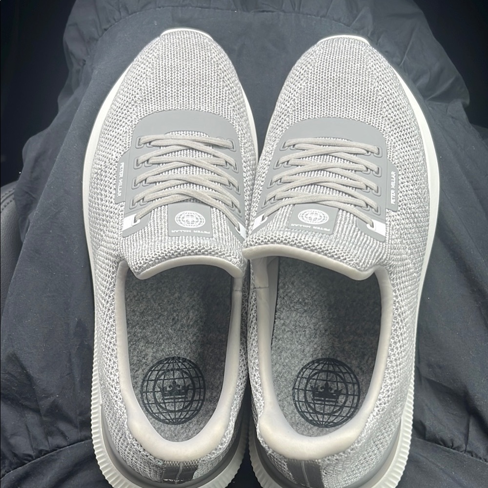 MENS Peter Millar Gray Knit Slip-On Sneakers